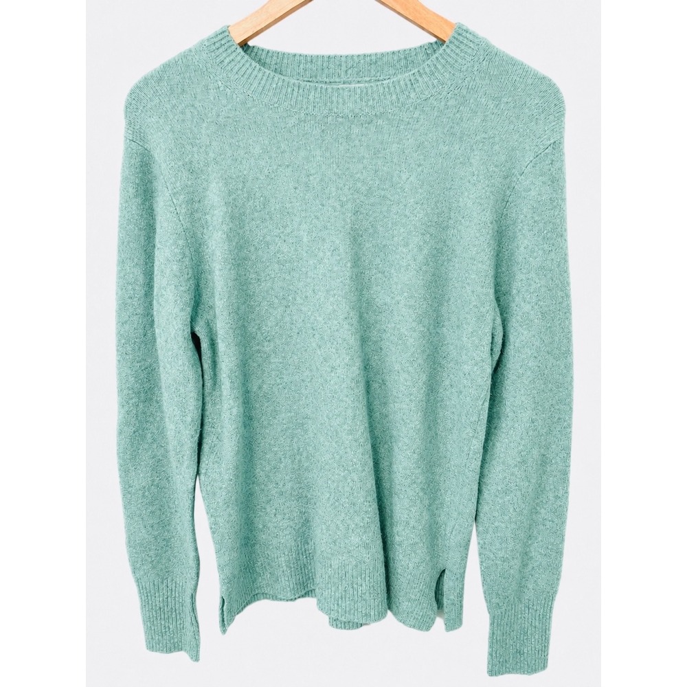 J.Crew Sweater Women M Green Pre-owned Extra-Soft Crewneck Wool Blend Knit